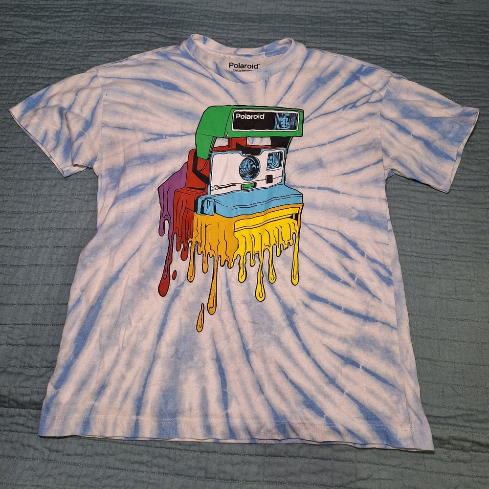 Polaroid Retro Tie-Dye Trippy Rainbow Camera Graphic T-Shirt